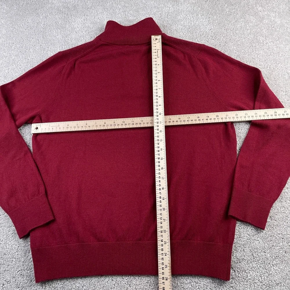 Banana Republic Mens Sweater XL Red Merino Wool Quarter Zip Pullover Casual Prep